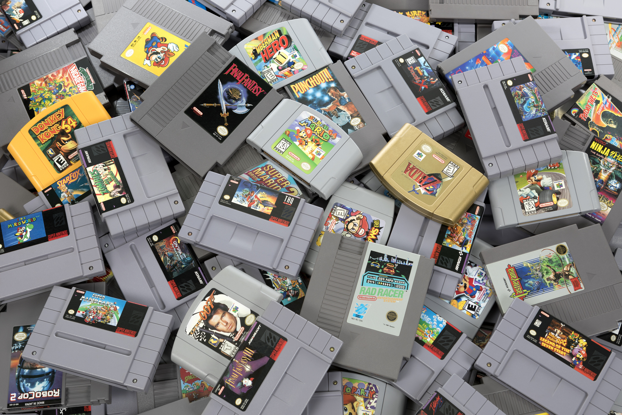 Nintendo games in a pile