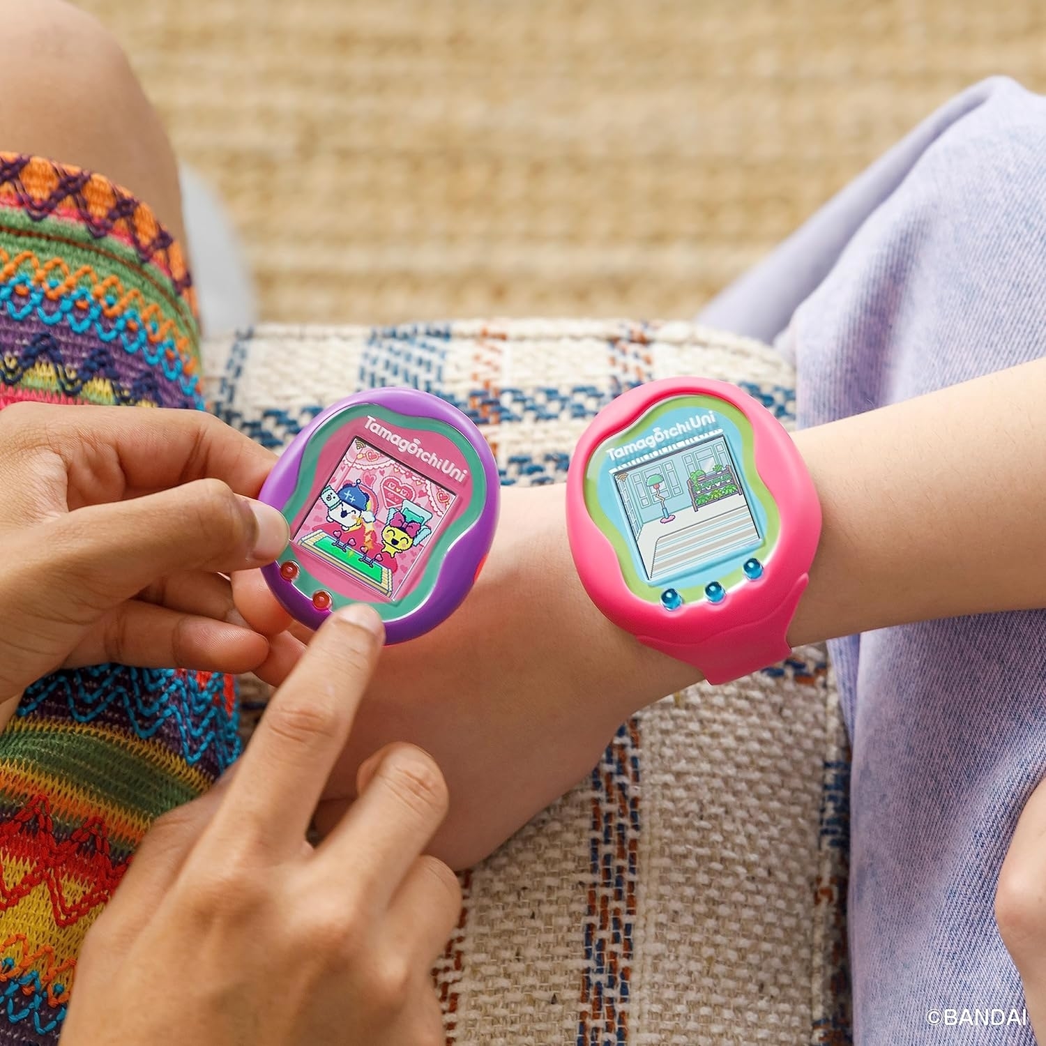 kids playing with their the tamagotchi unis