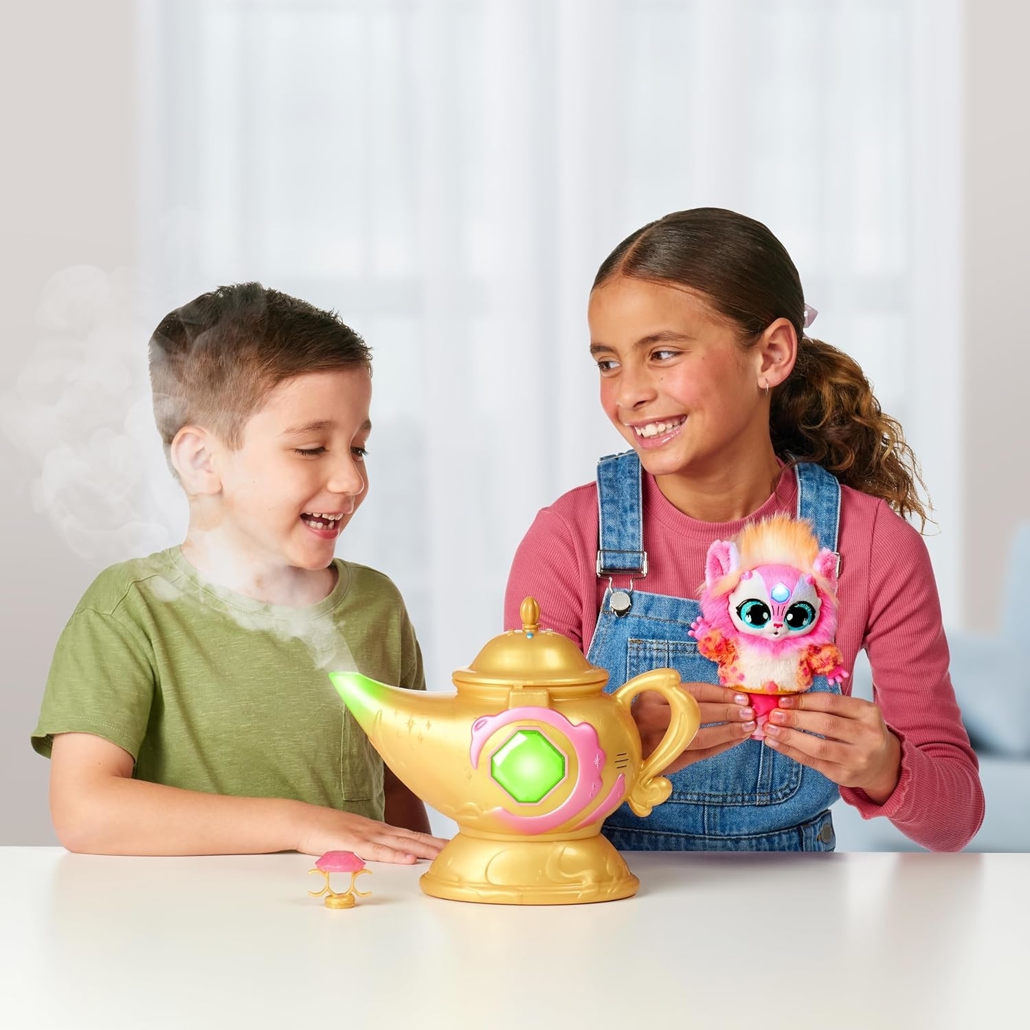 kids playing with the magic mixie genie lamp