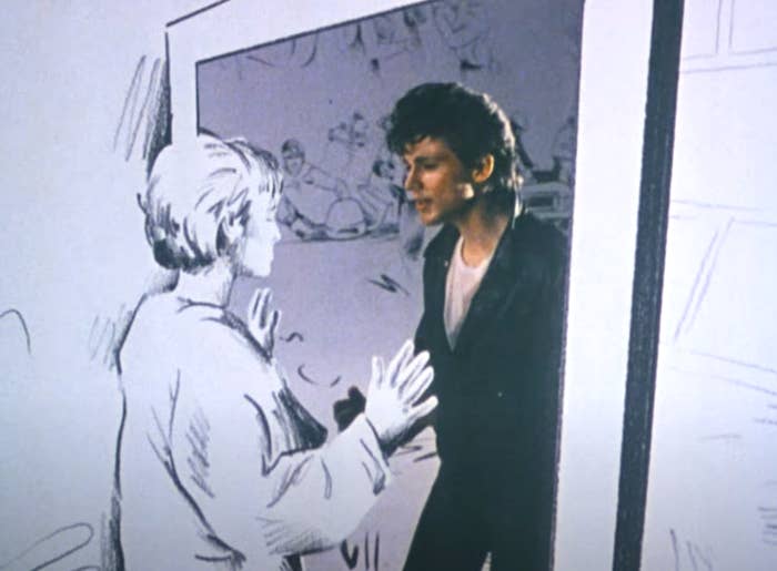 A screenshot from the A-ha video for &quot;Take on Me&quot;