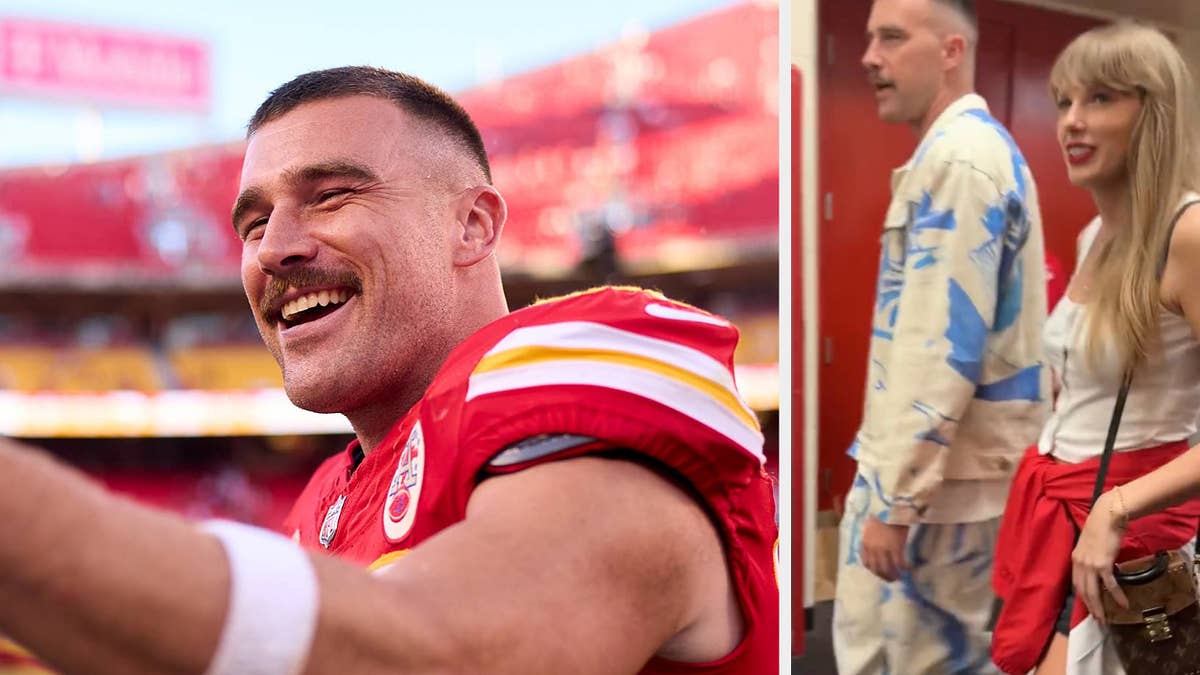 The jacket and denim pants combo Kelce wore after the game was renamed after Taylor Swift seemingly confirmed she and the Chiefs star are indeed "hanging out."