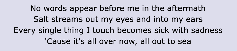 Screenshot of the lyrics