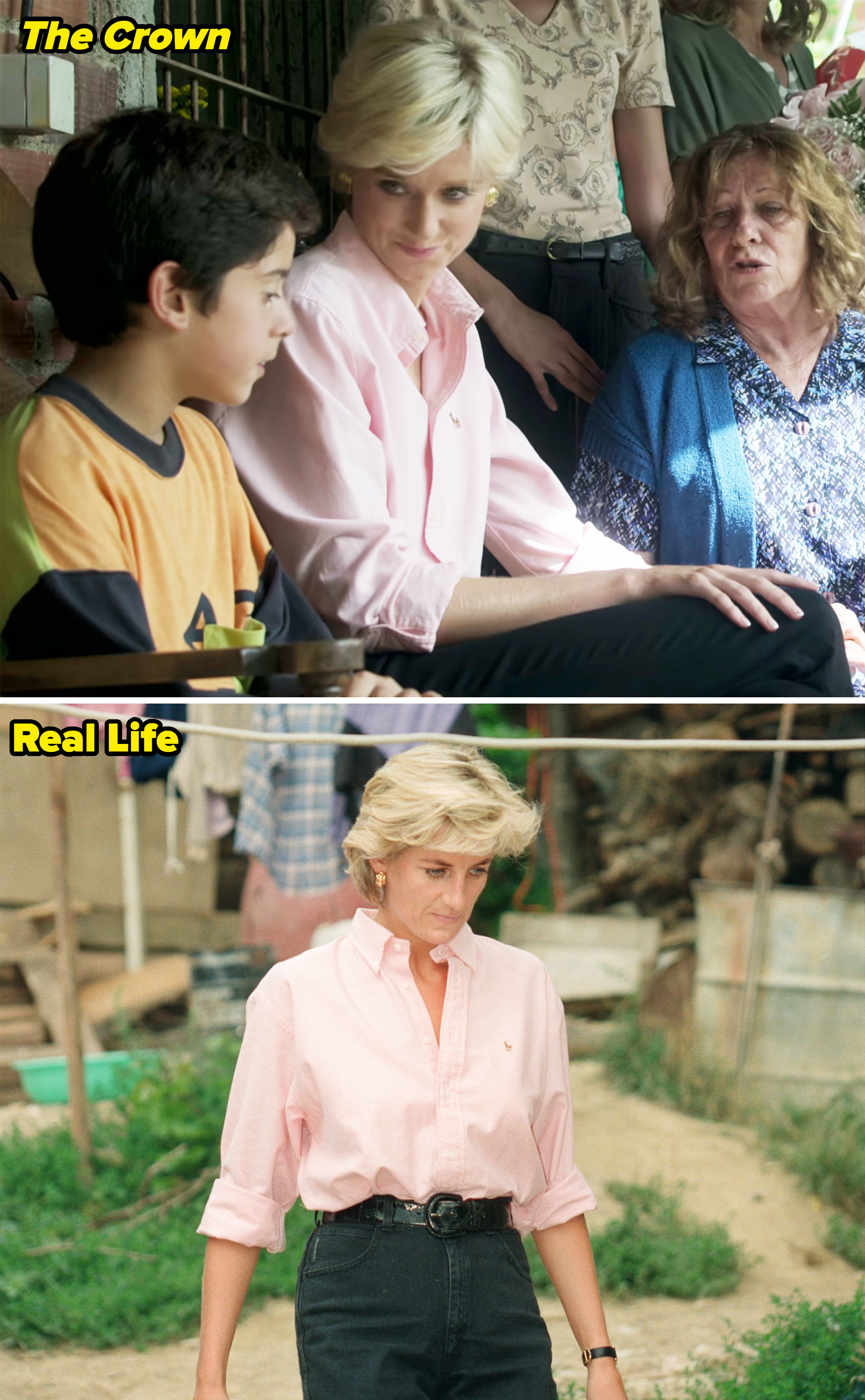 Side-by-sides of Princess Diana&#x27;s humanitarian work