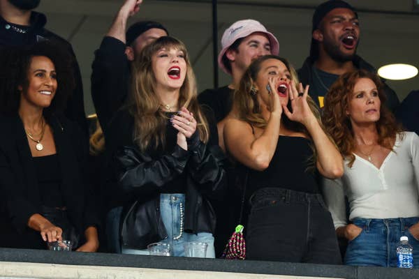 Taylor in the stands at a football game