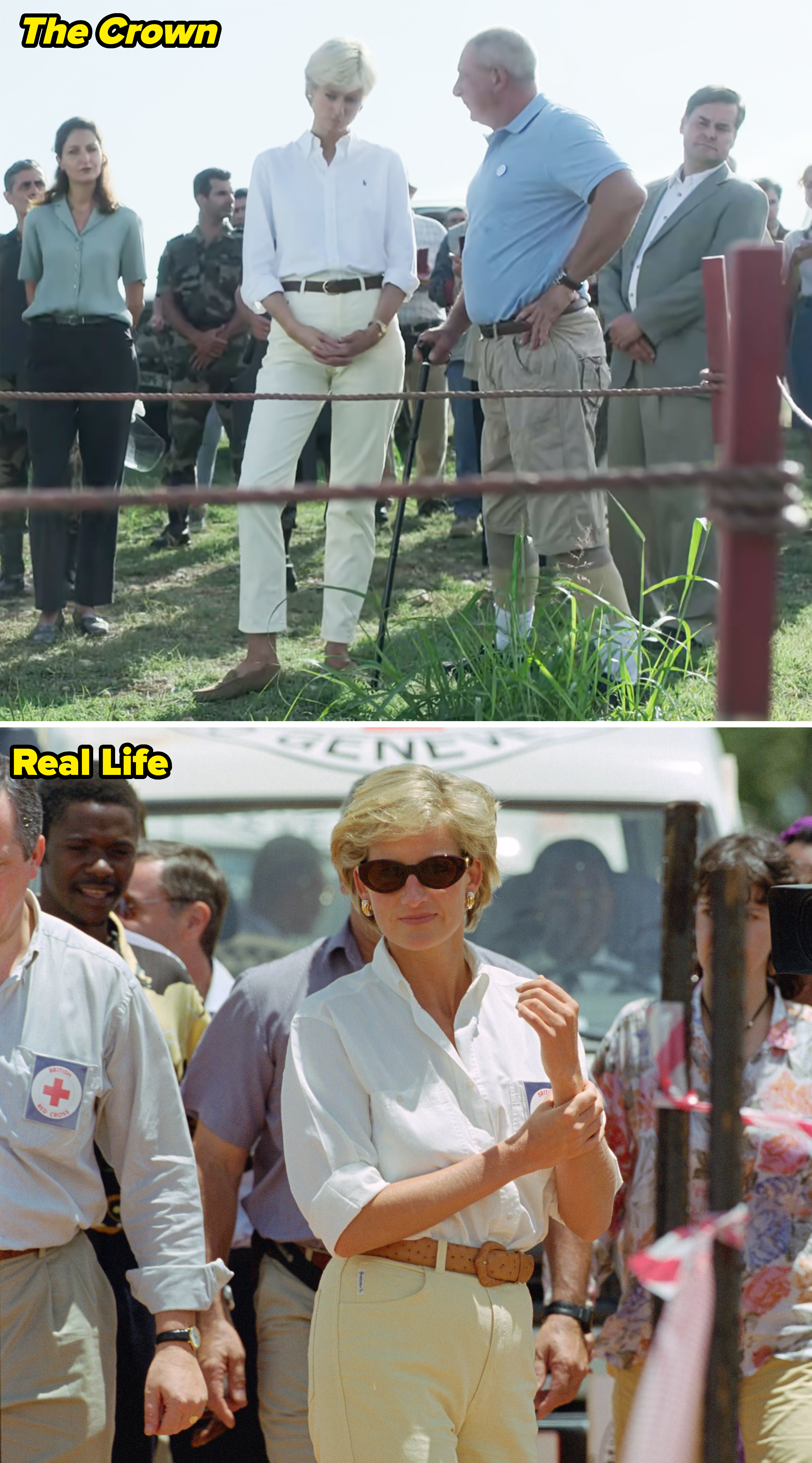Side-by-sides of Princess Diana&#x27;s humanitarian work