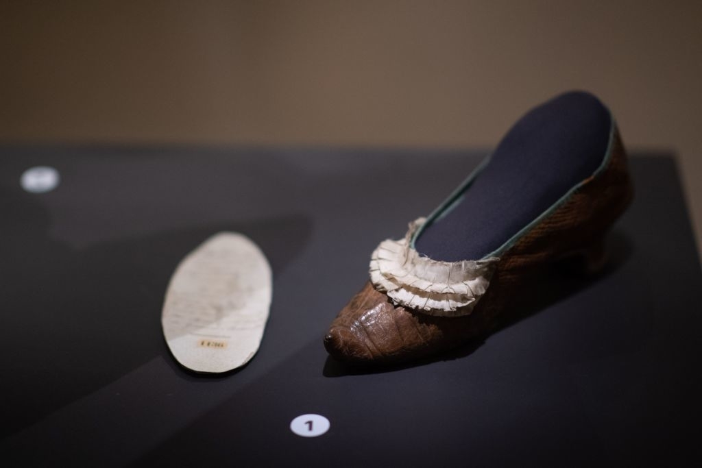 One of Marie Antoinette&#x27;s shoes, with low heel and frilly front