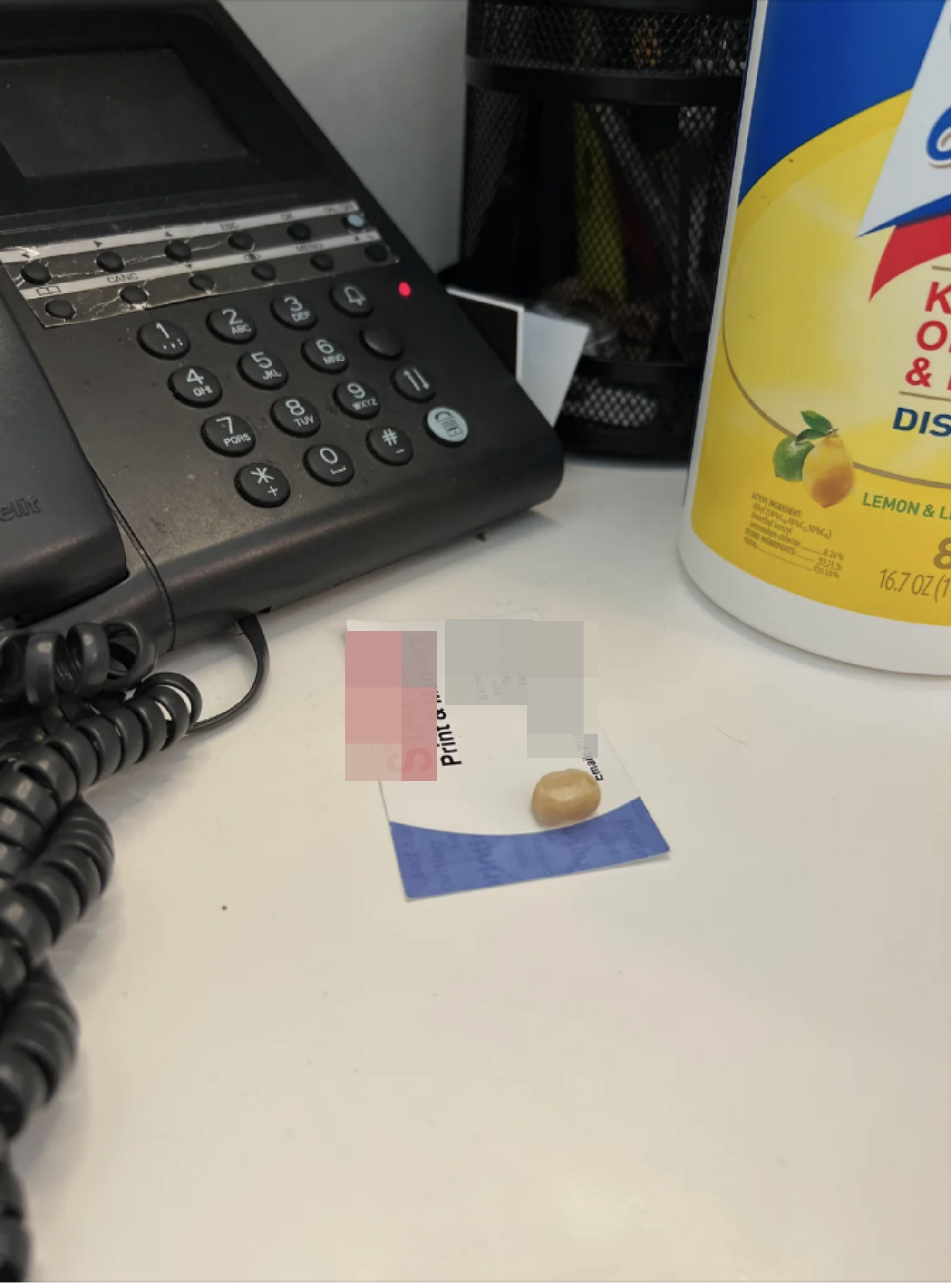 Someone's tooth on a desk