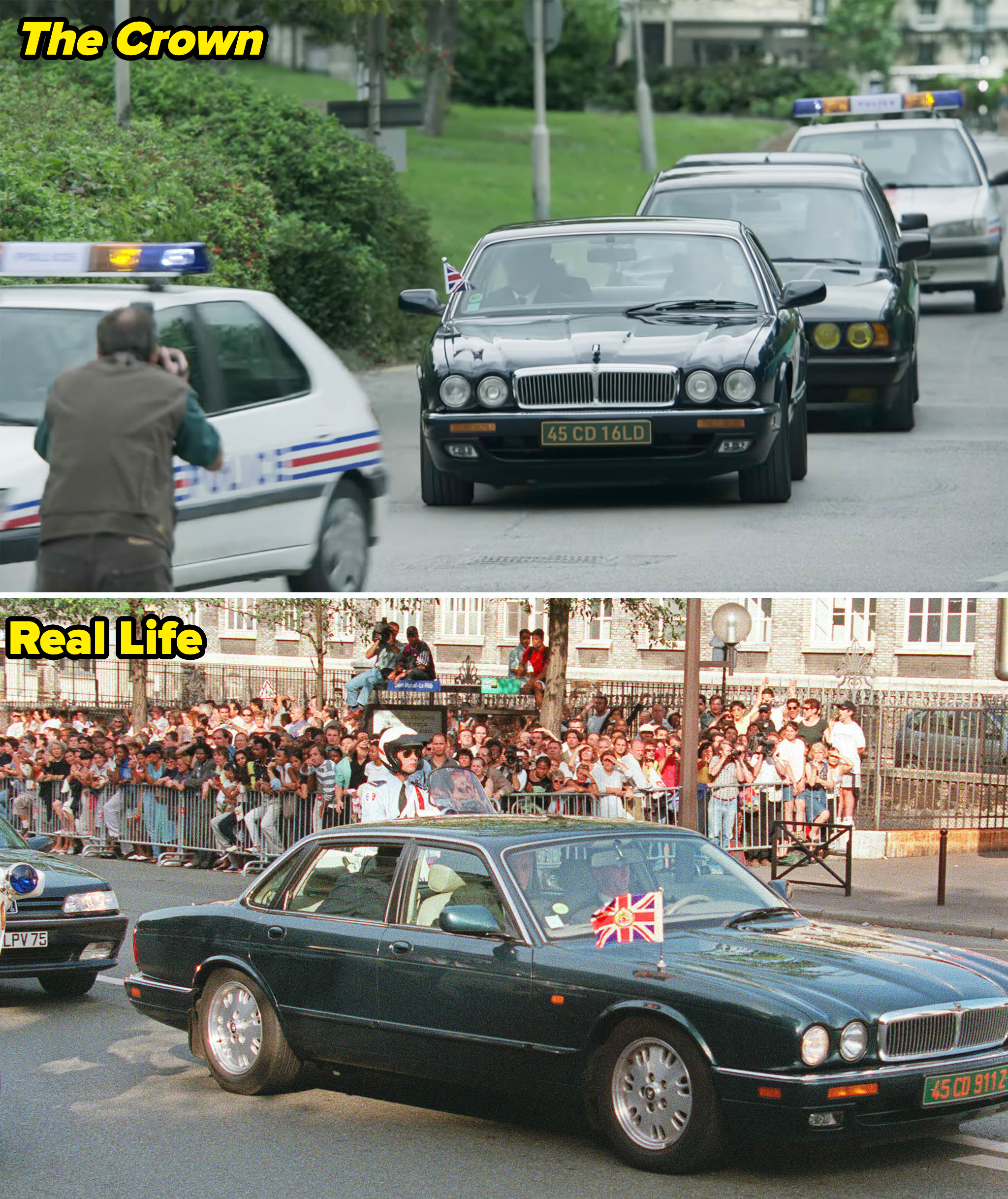 Side-by-sides of Prince Charles arriving at the hospital