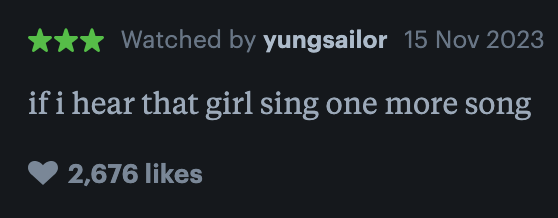 "if i hear that girl sing one more song"