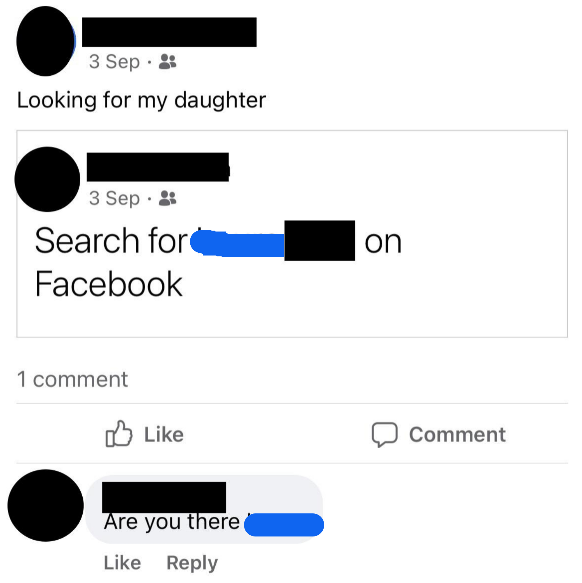 &quot;Looking for my daughter&quot;