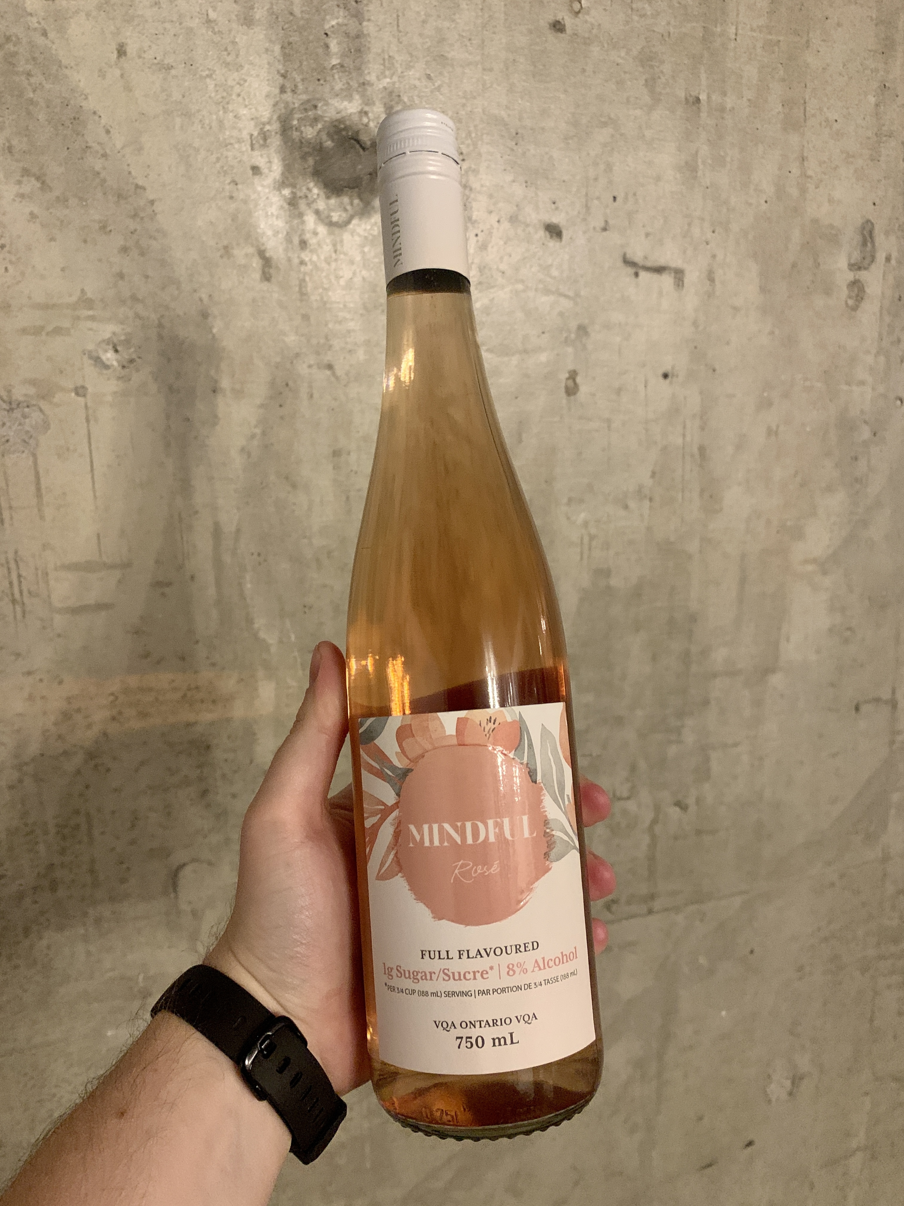 bottle of mindful rose light wine