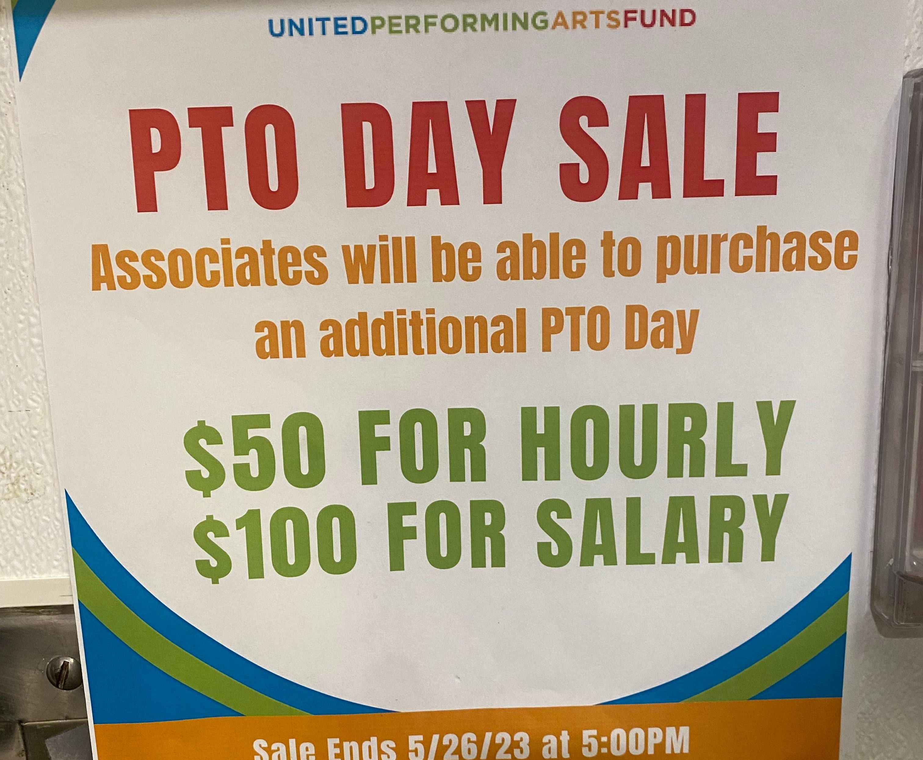 &quot;PTO Day Sale&quot;