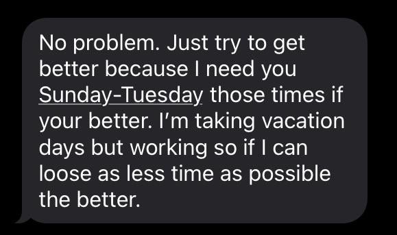 "No problem."