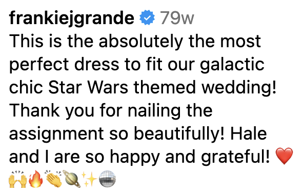 this is absolutley the most perfect dress to fit our galactic chic star wars themed wedding