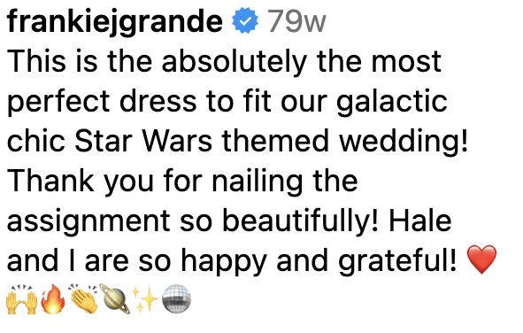 this is absolutley the most perfect dress to fit our galactic chic star wars themed wedding
