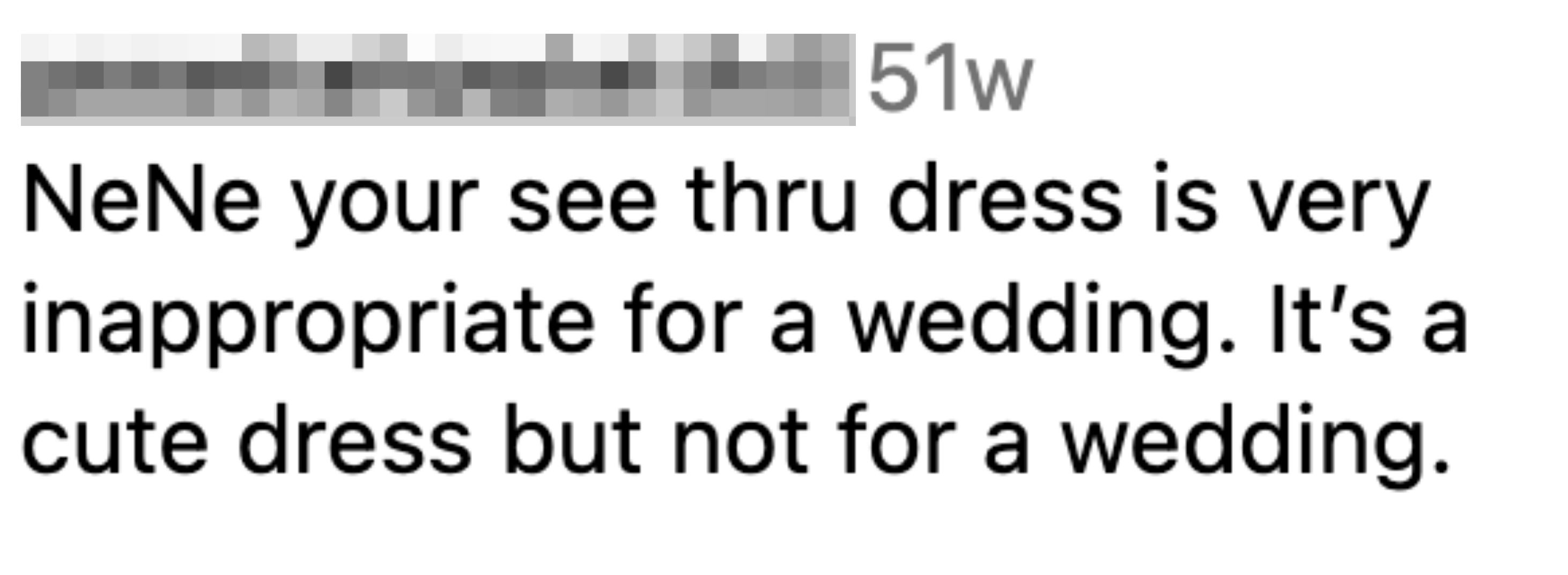 nene your see through dress is very inappropriate for a wedding