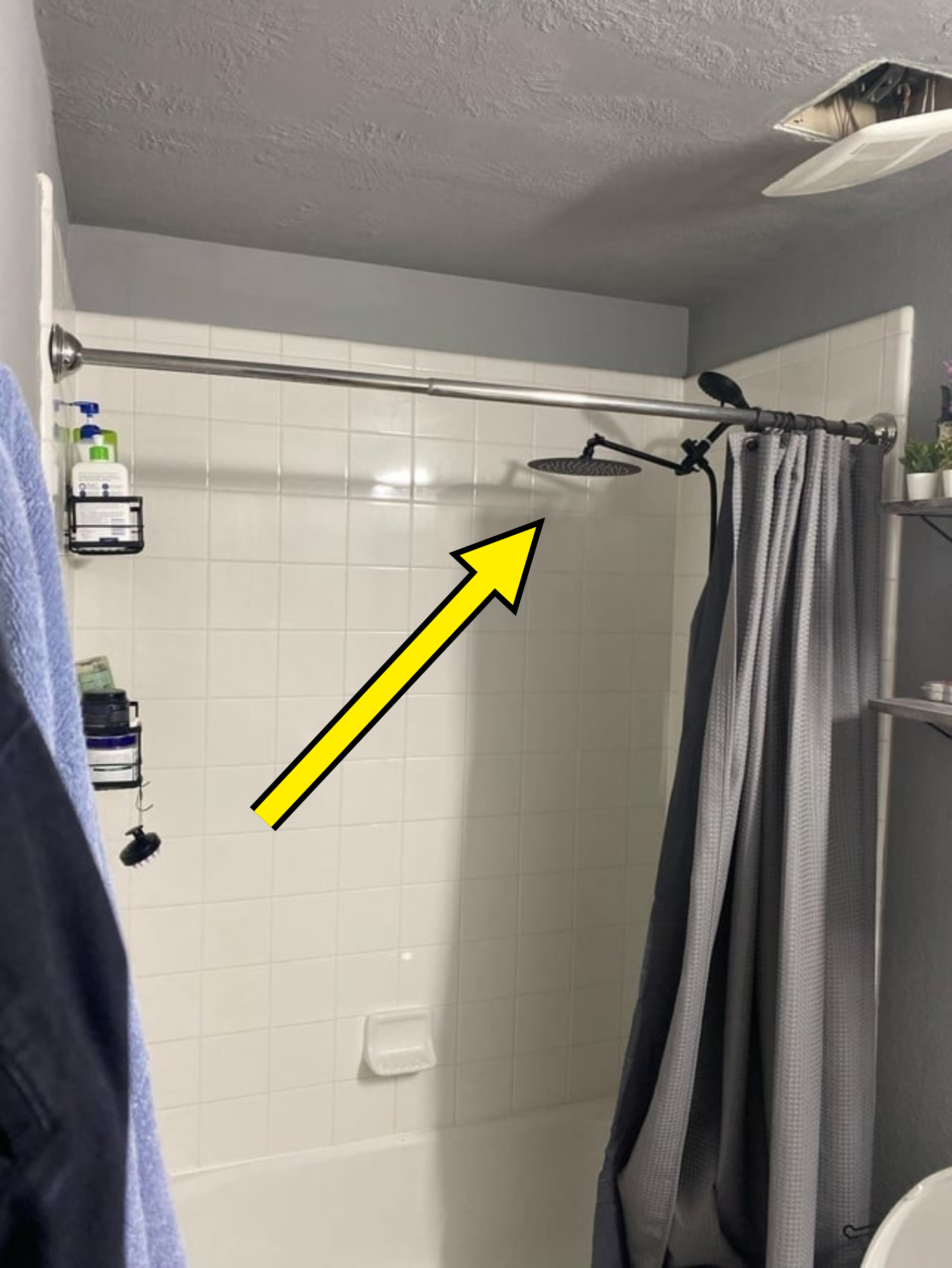 rain showerhead in a shower stall