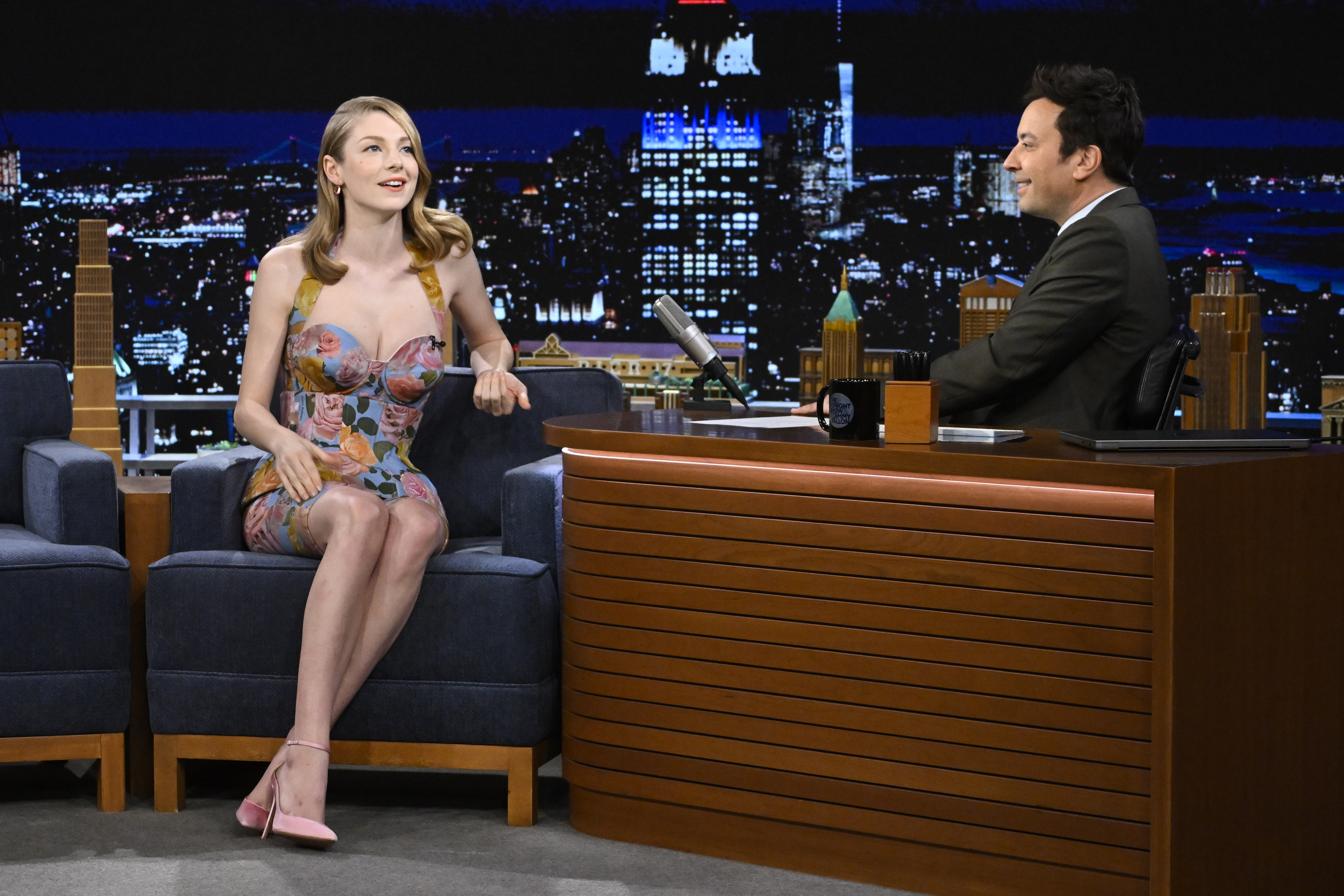 Hunter Schafer and Jimmy Fallon