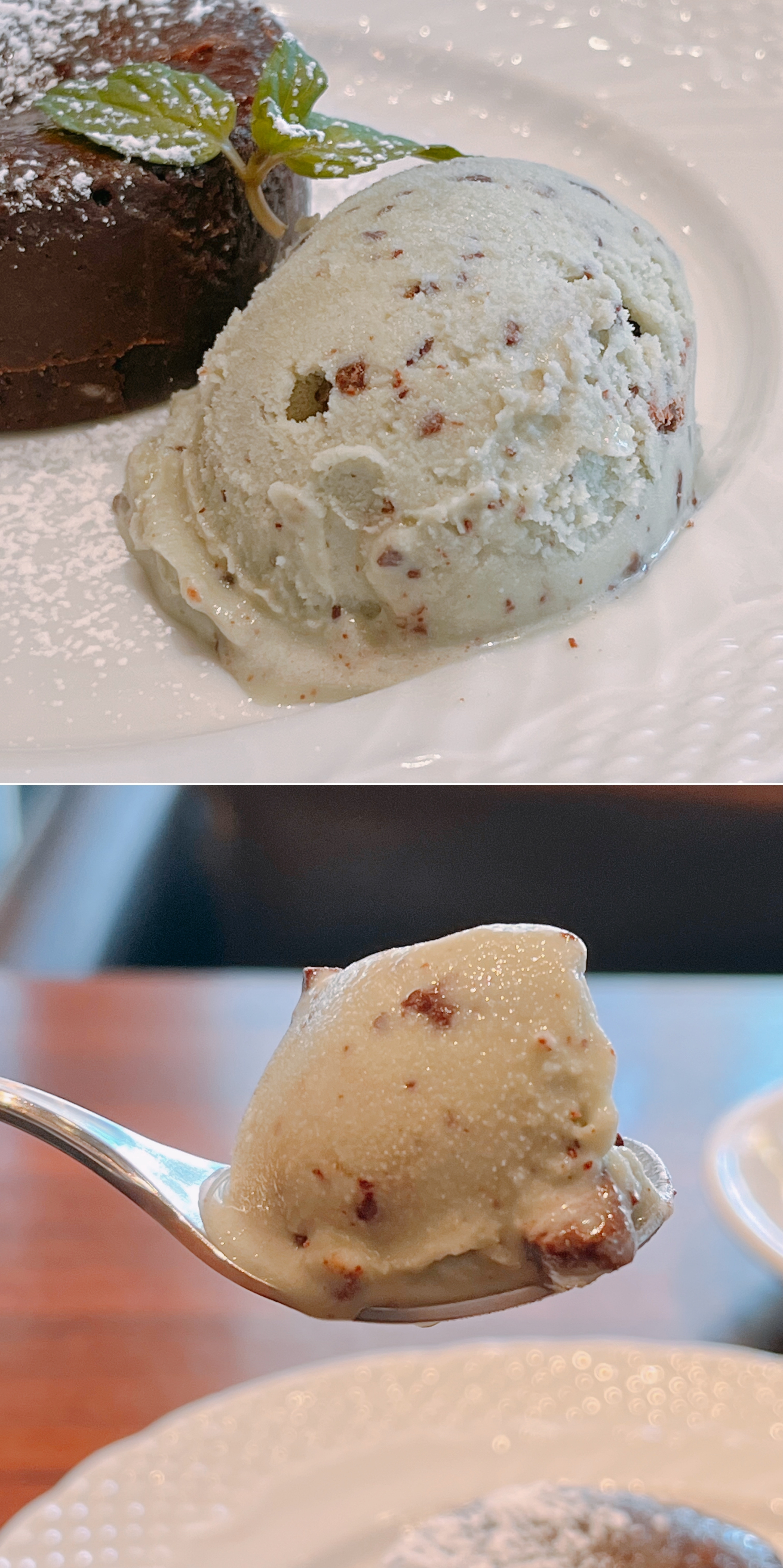 星乃珈琲店のおすすめ「キャラメルフォンダンショコラ チョコミントアイス添え」