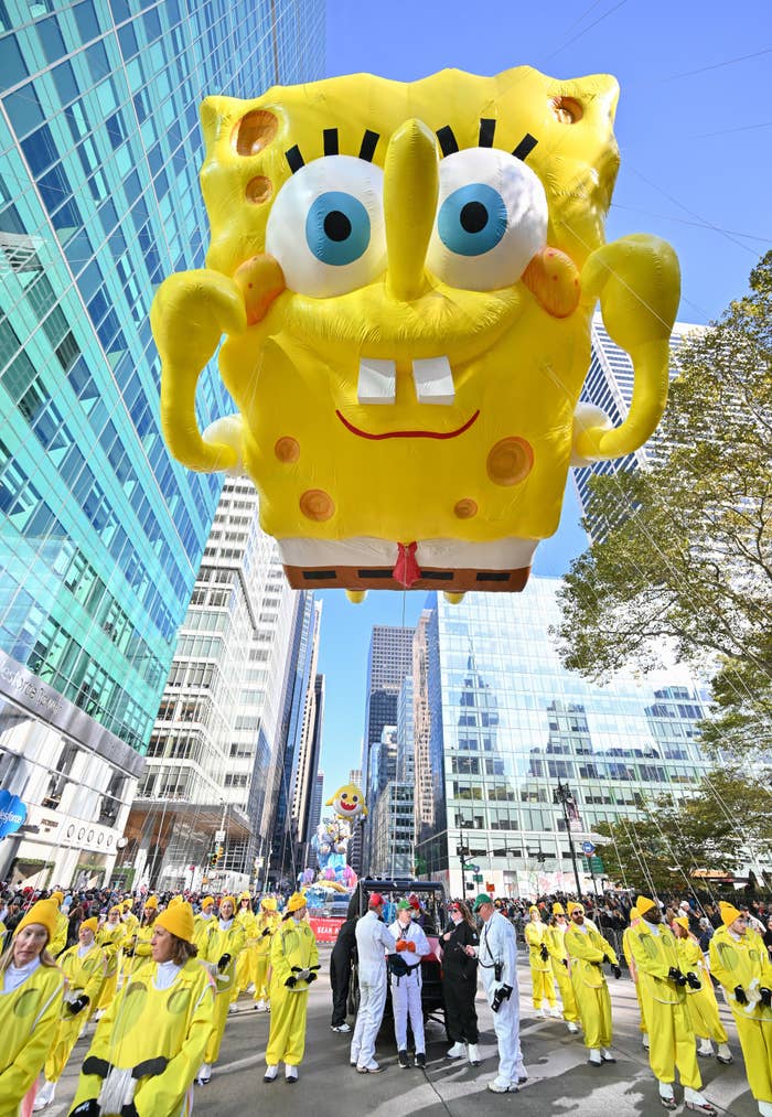 A SpongeBob balloon at the parade