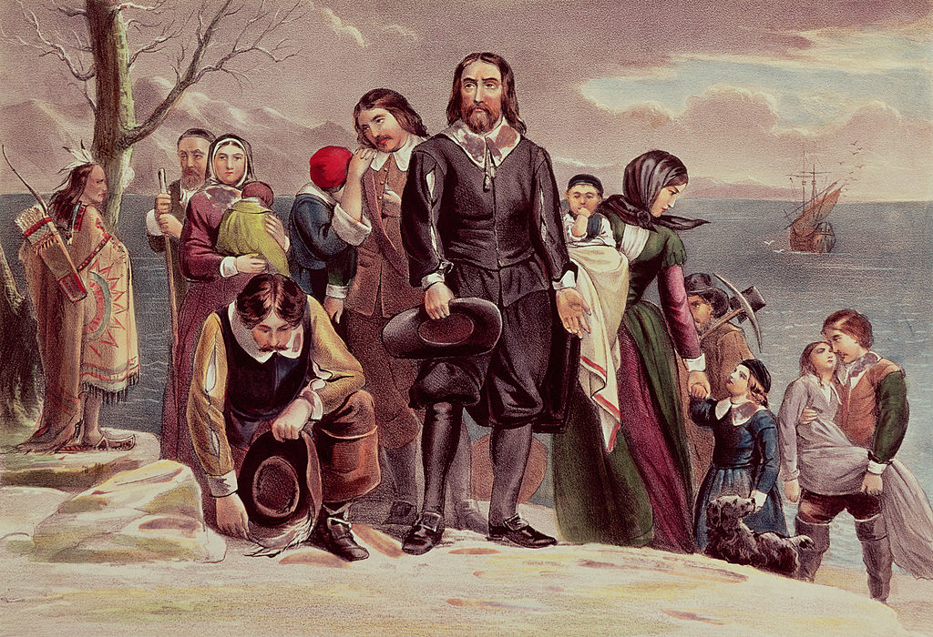 Painting of Puritans&#x27; arrival