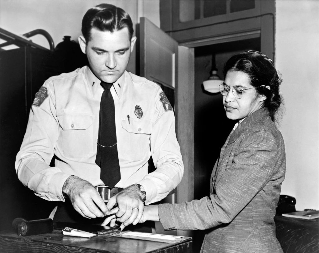Rosa Parks being admitted into jail