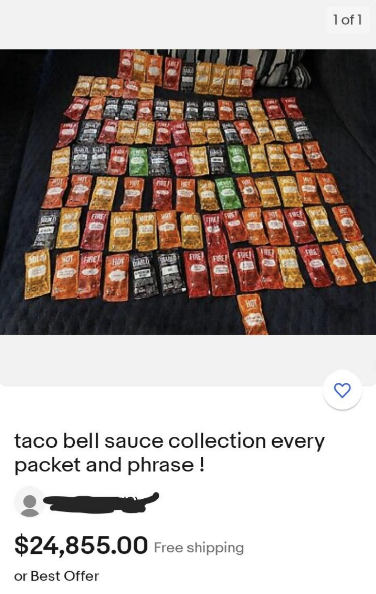 a large assortment of Taco Bell sauces