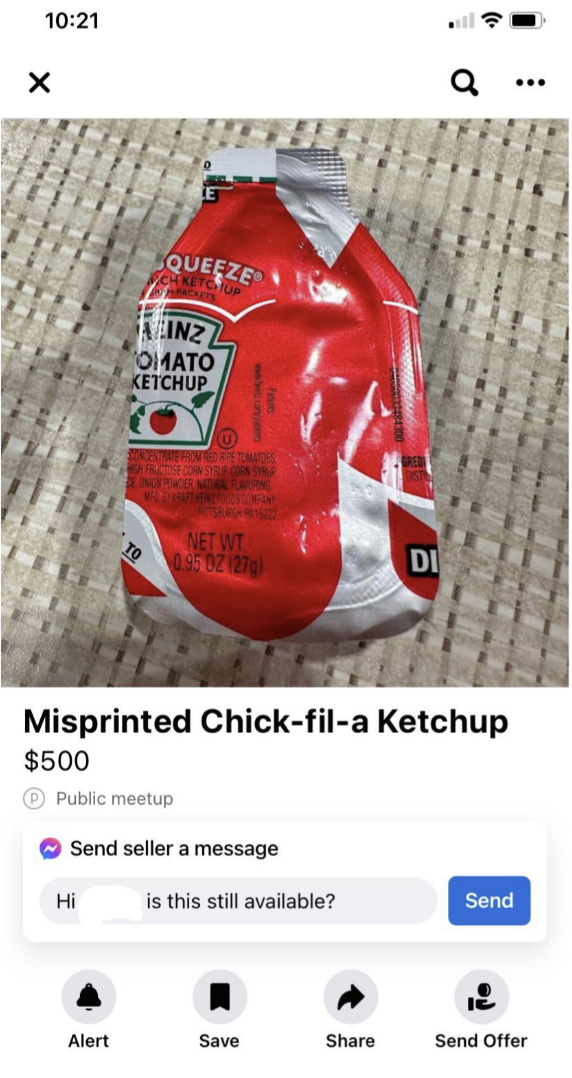 &quot;Misprinted Chick-fil-a Ketchup&quot;