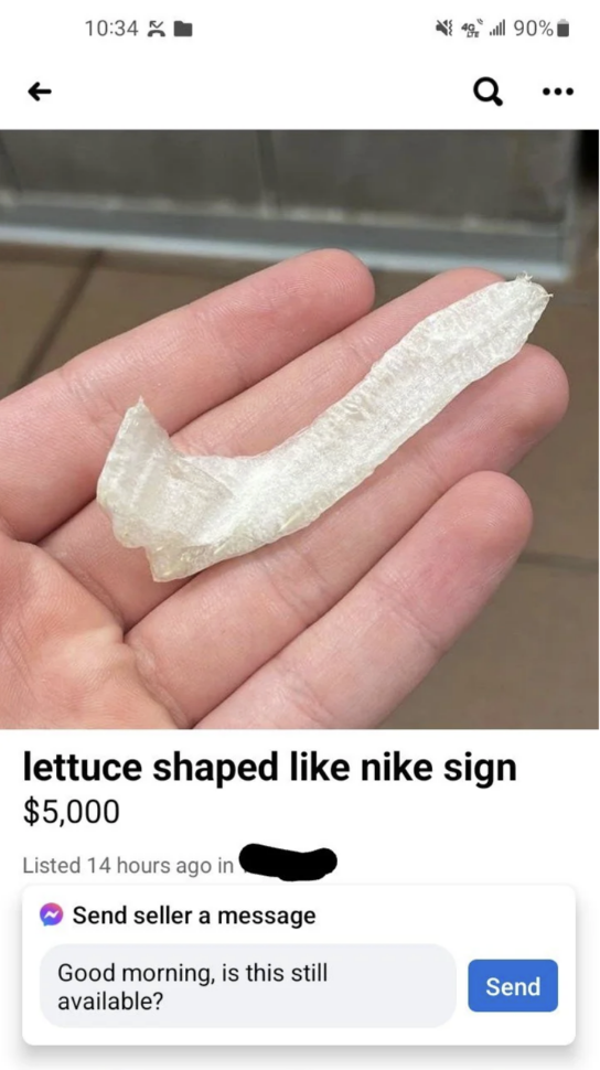 &quot;lettuce shaped like nike sign&quot;
