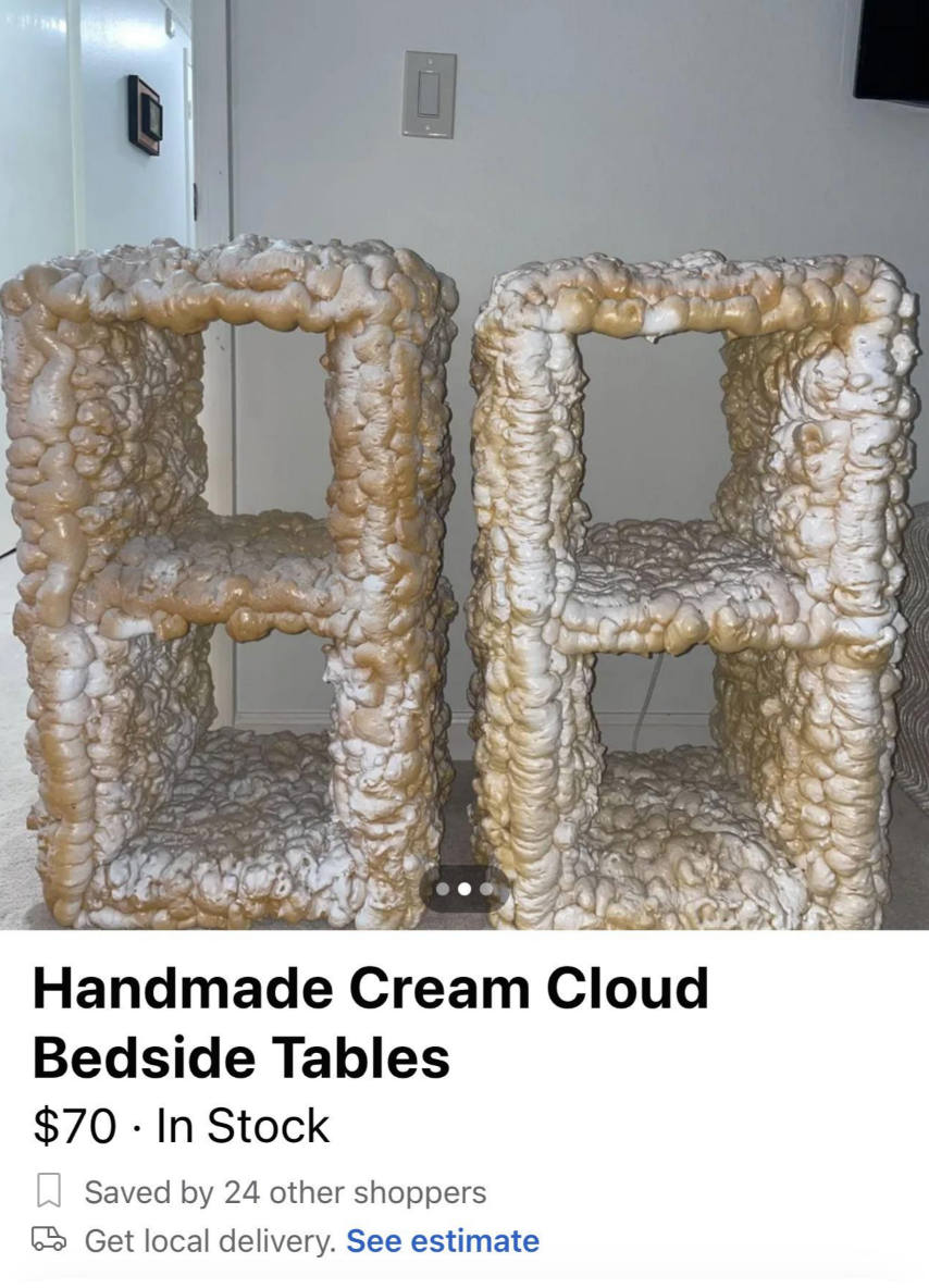 &quot;Handmade Cream Cloud Bedside Tables&quot;