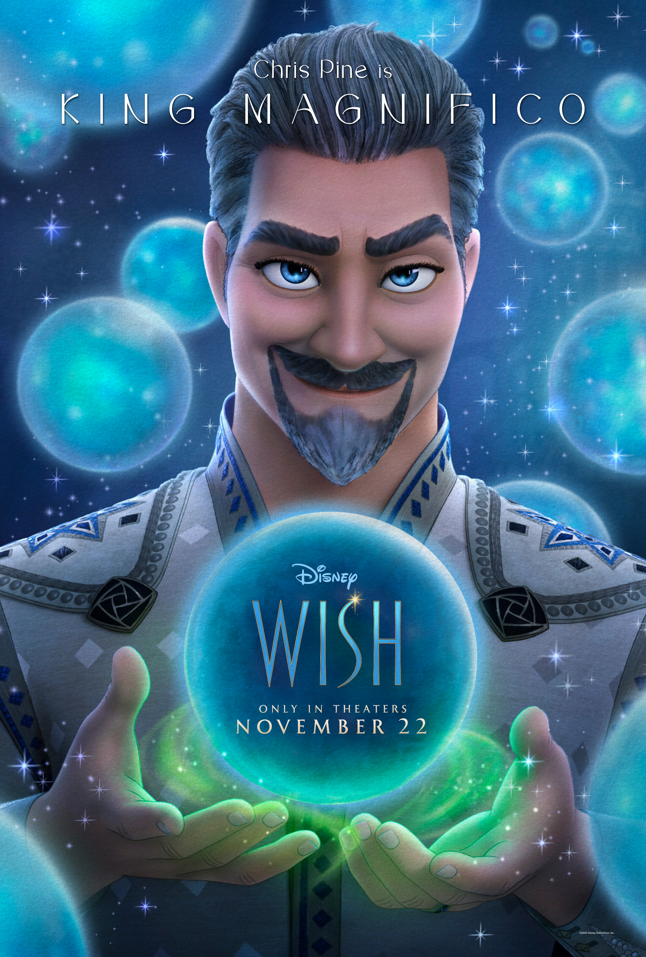 &quot;Wish&quot; poster featuring a man with an orb floating in between his hands