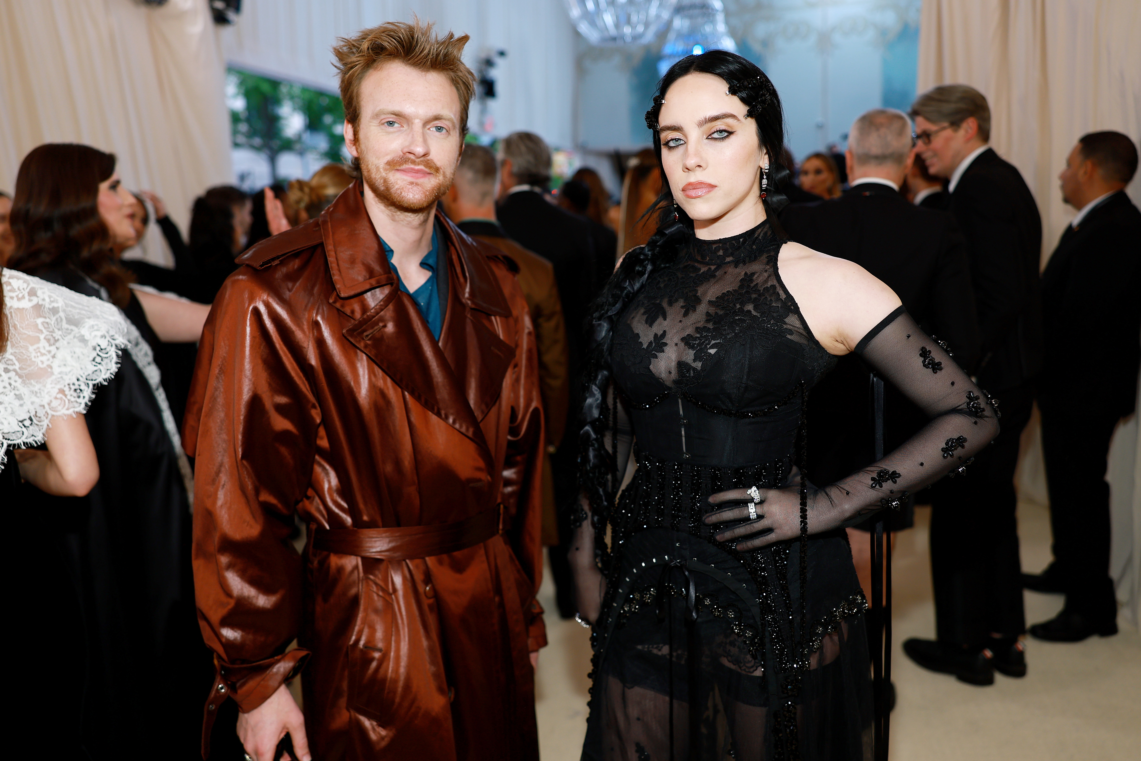 FINNEAS and Billie Eilish pose at the Met Gala.