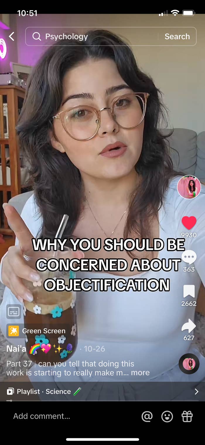 Nai&#x27;a speaking in her video titled why you should be concerned about objectification