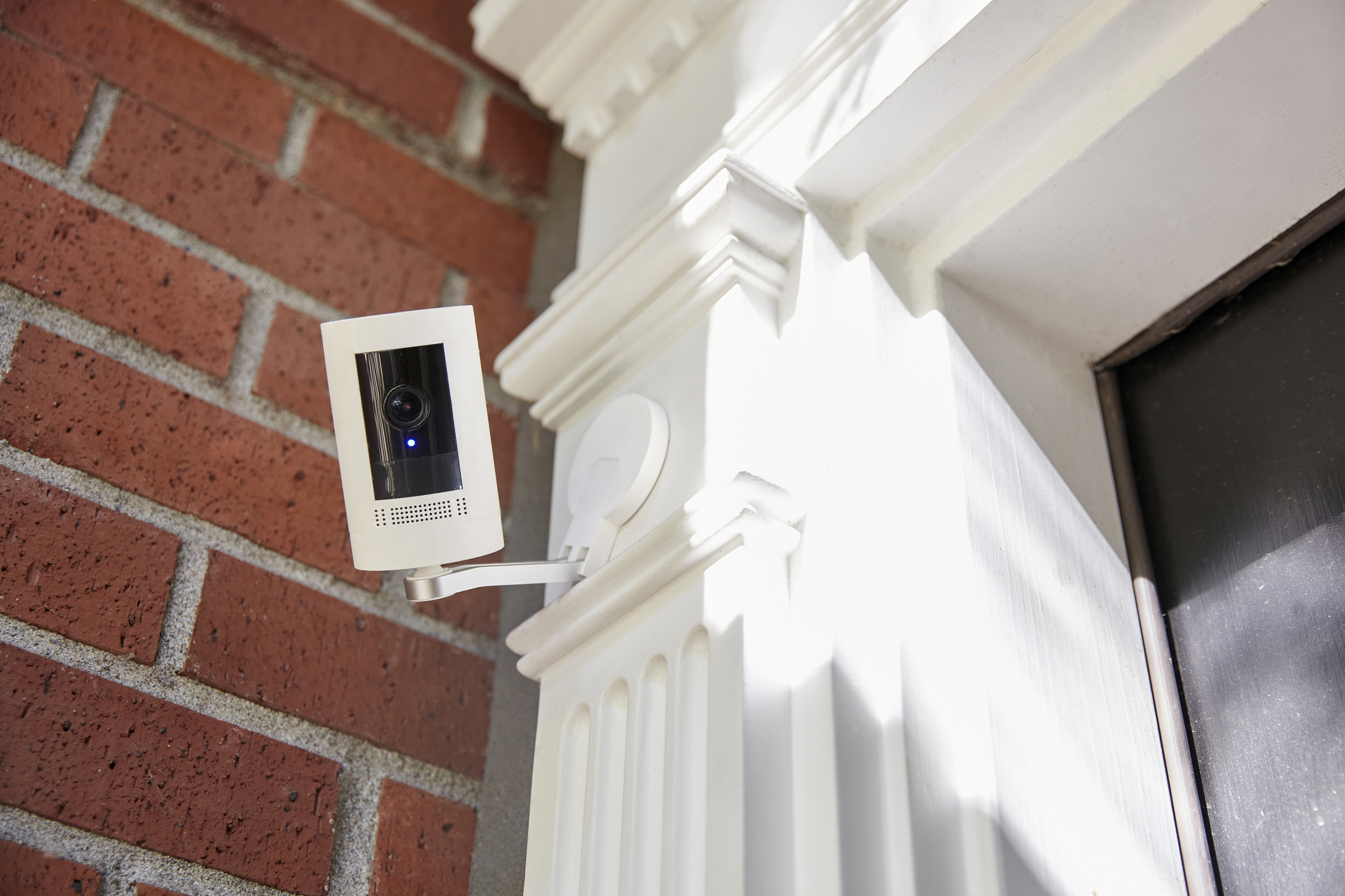 A house has a security camera