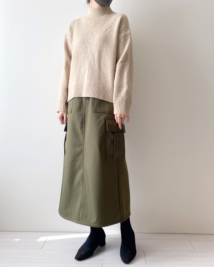 GUのオススメのスカート「裏フリースカーゴロングスカートQ」