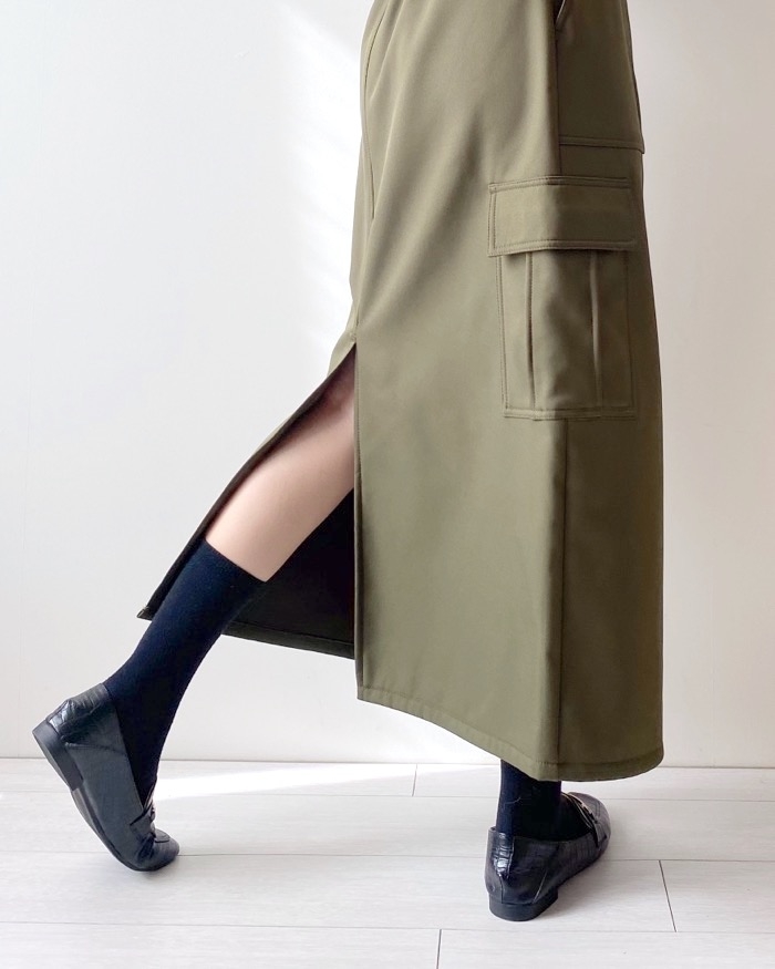 GUのオススメのスカート「裏フリースカーゴロングスカートQ」