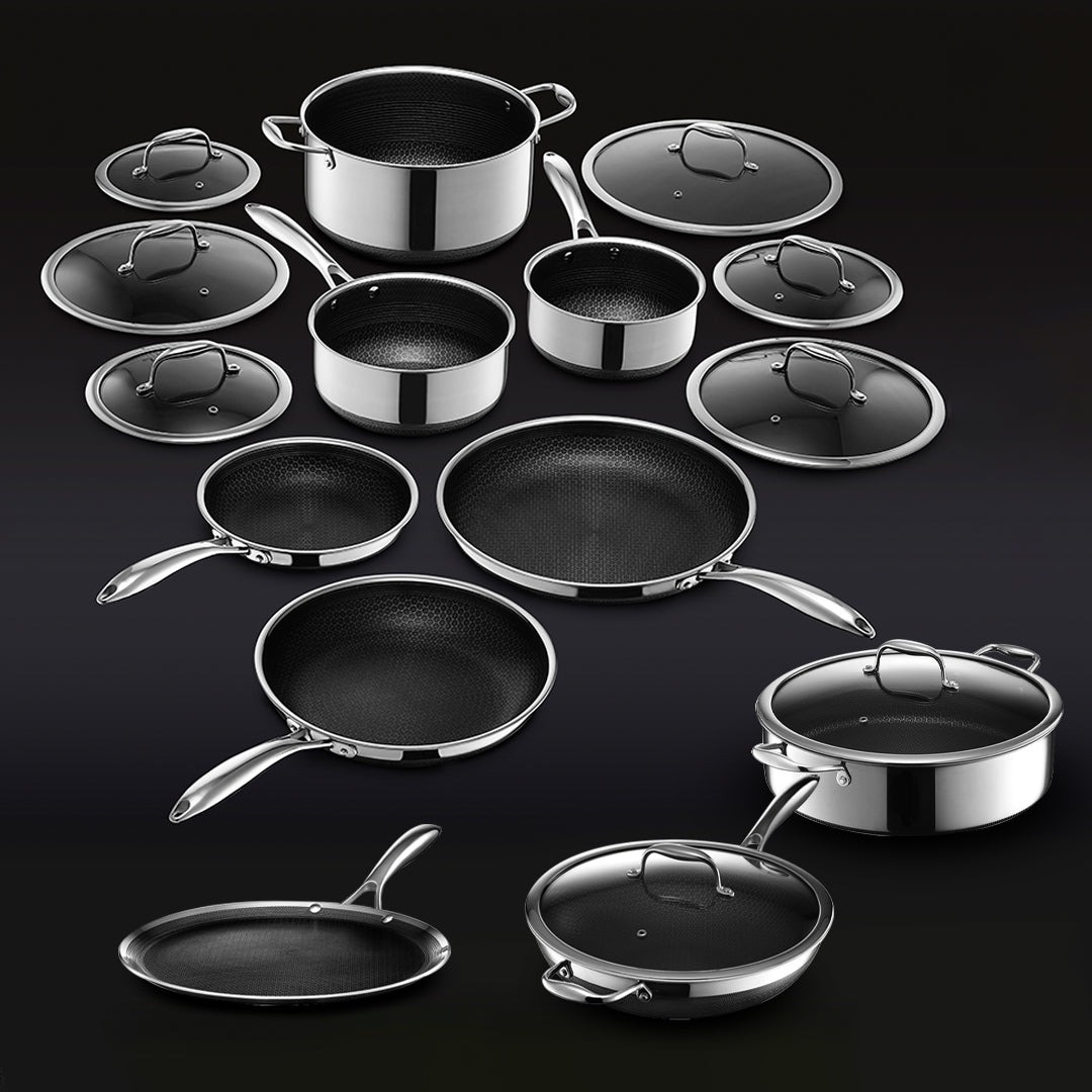 a bundle of pots and pans
