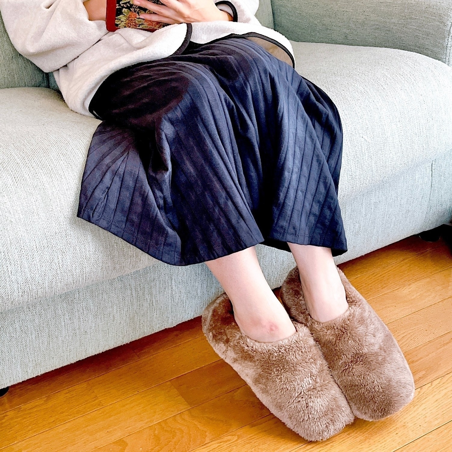 無印良品のオススメのグッズ「あたたかファイバールームシューズ」