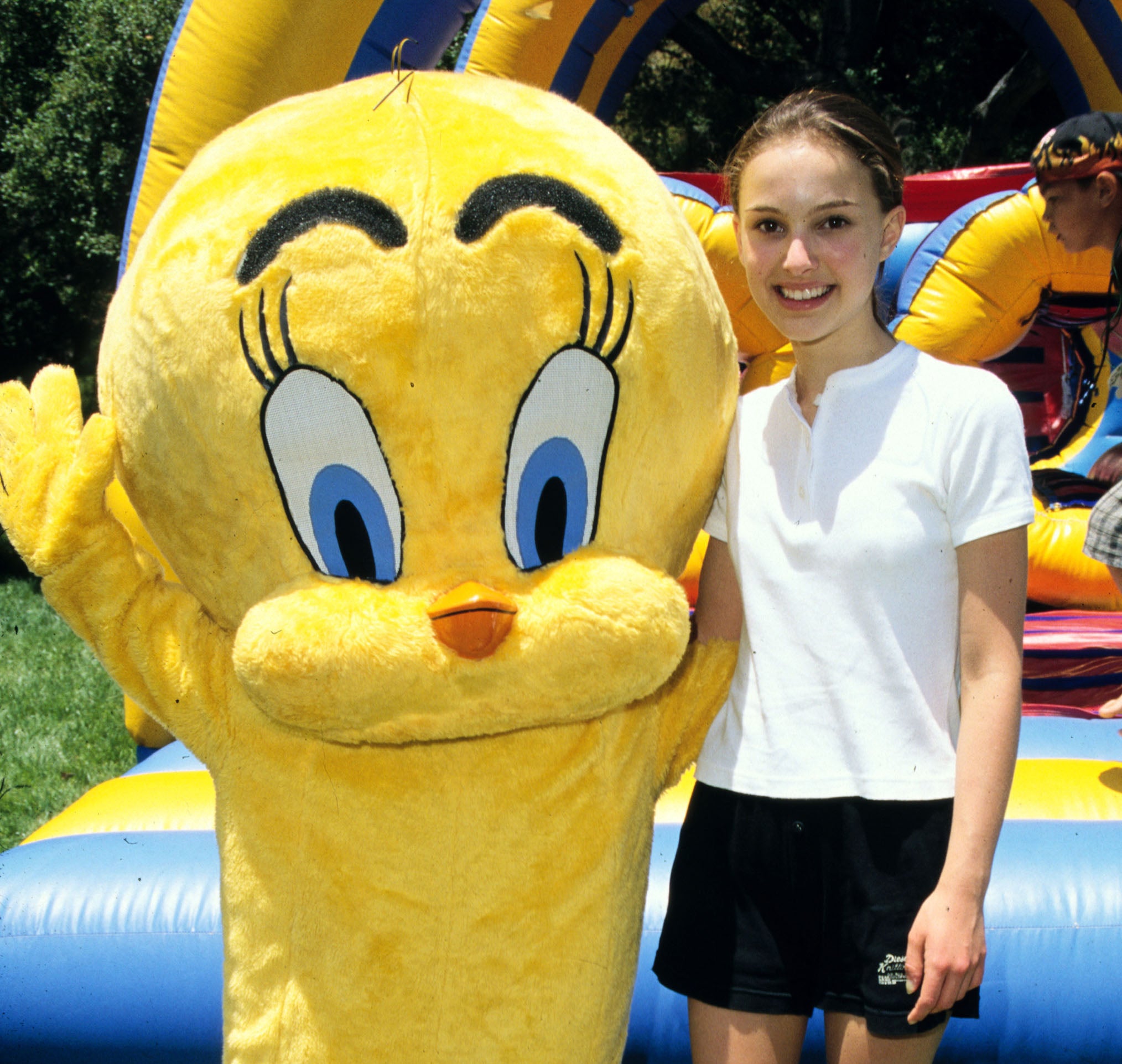 young natalie with a twitty bird mascot