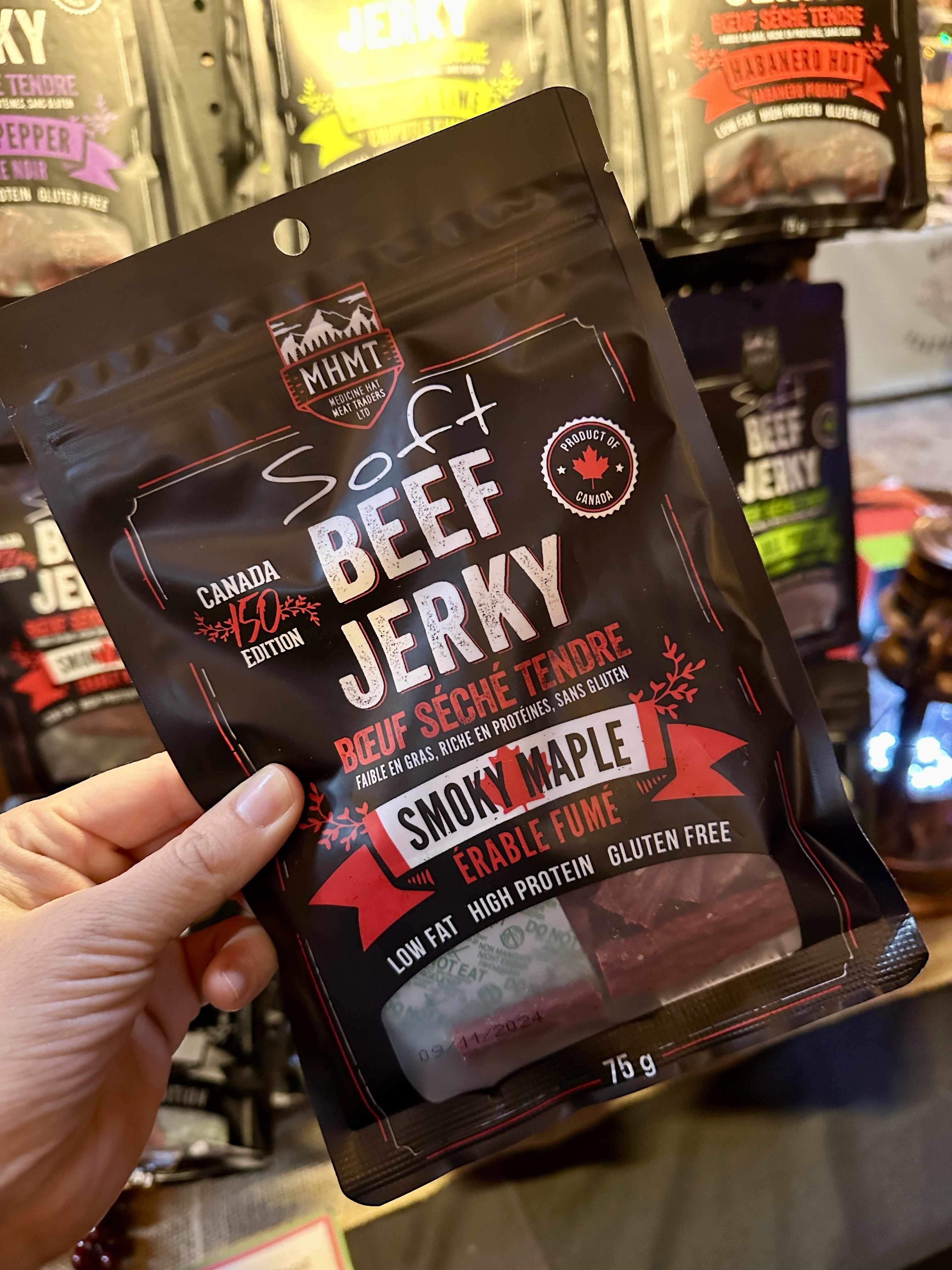 A bag of soft beef jerky