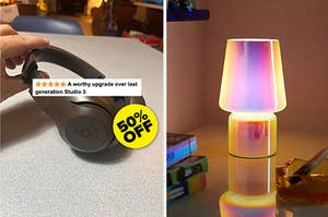 beats headphones for 50% off / a glowing table lamp