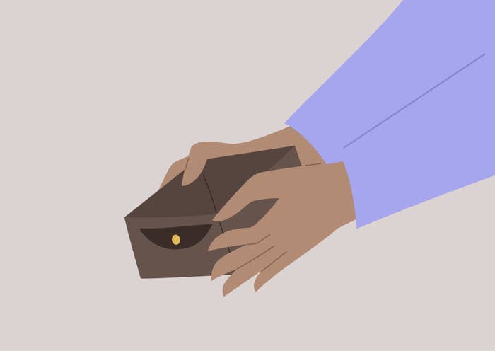 Graphic of someone holding out an empty wallet
