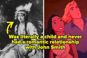 pocahontas captioned "Was literally a child and never had a romantic relationship with John Smith"