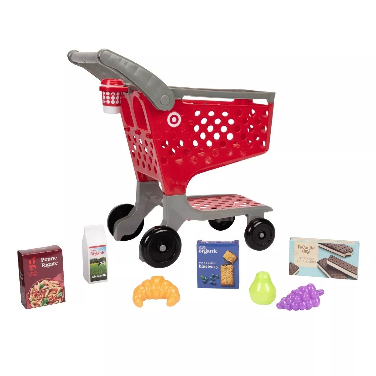 the target shopping cart with toy food accessories