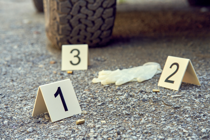 Numbered markers for evidence for law enforcement