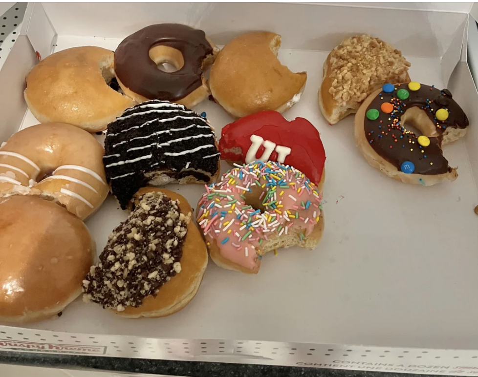 Donuts with bites taken out of them