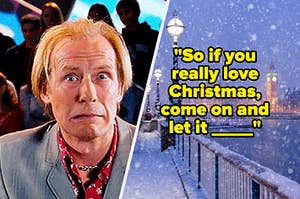 Billy Mack from "Love Actually" and London in the winter.