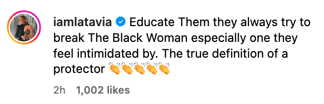 Screenshot of an Instagram comment