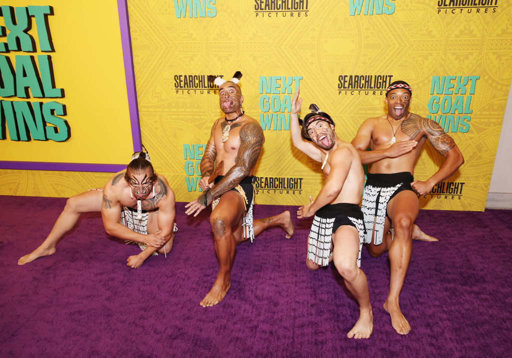 The Maori haka being performed at the &quot;Next Goal Wins&quot; premiere