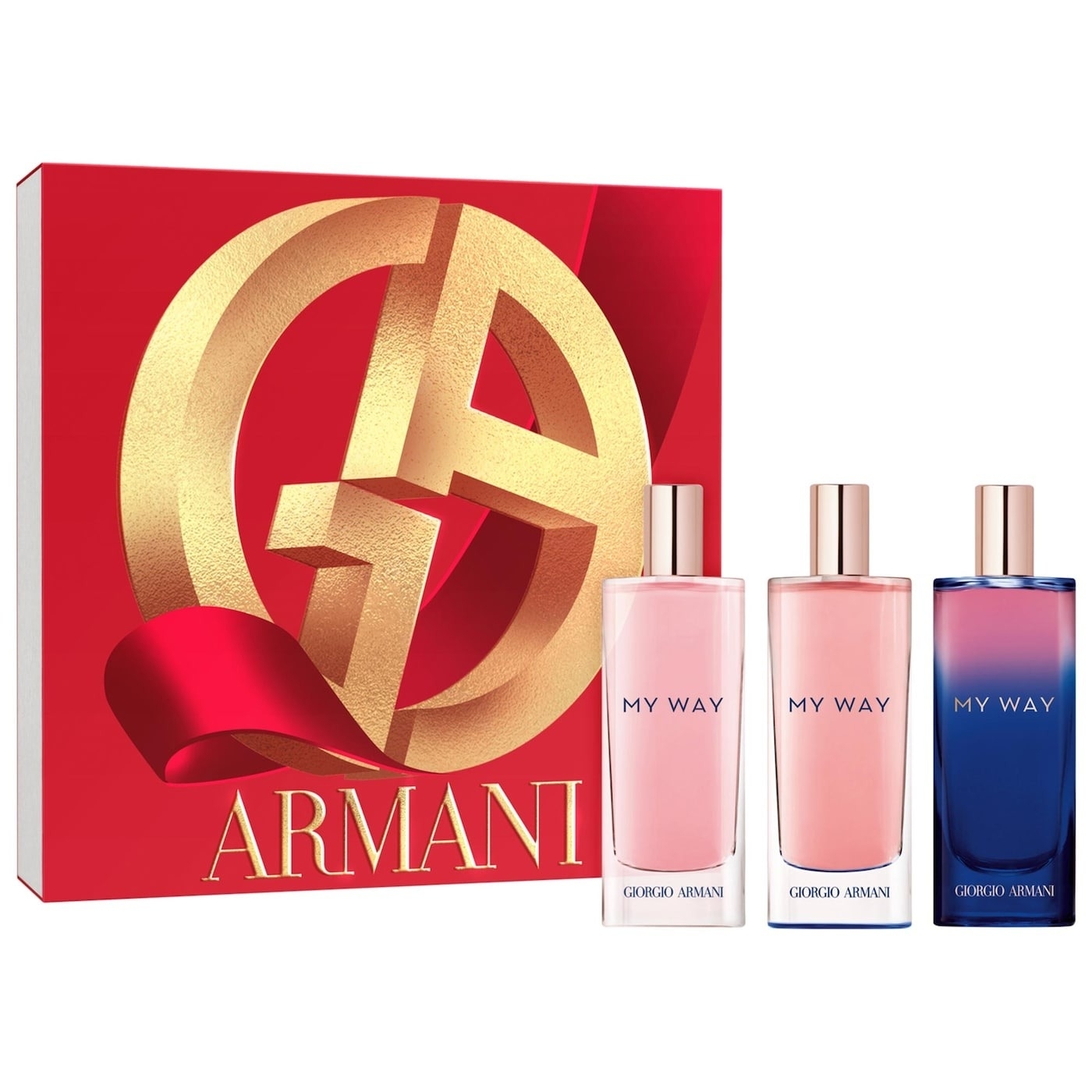 the set with three different Giorgio Armani fragrances